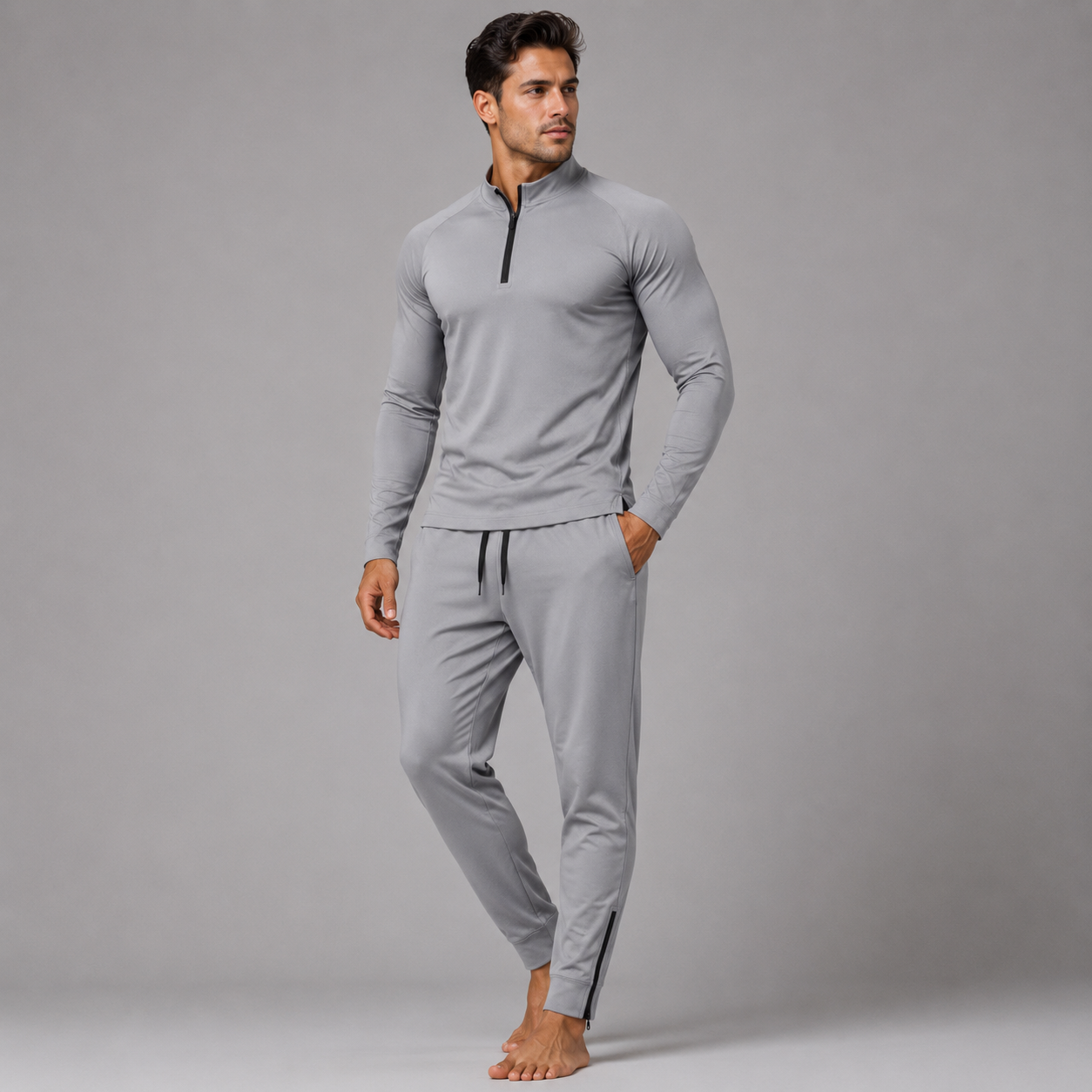Conjunto de inverno cinza-claro