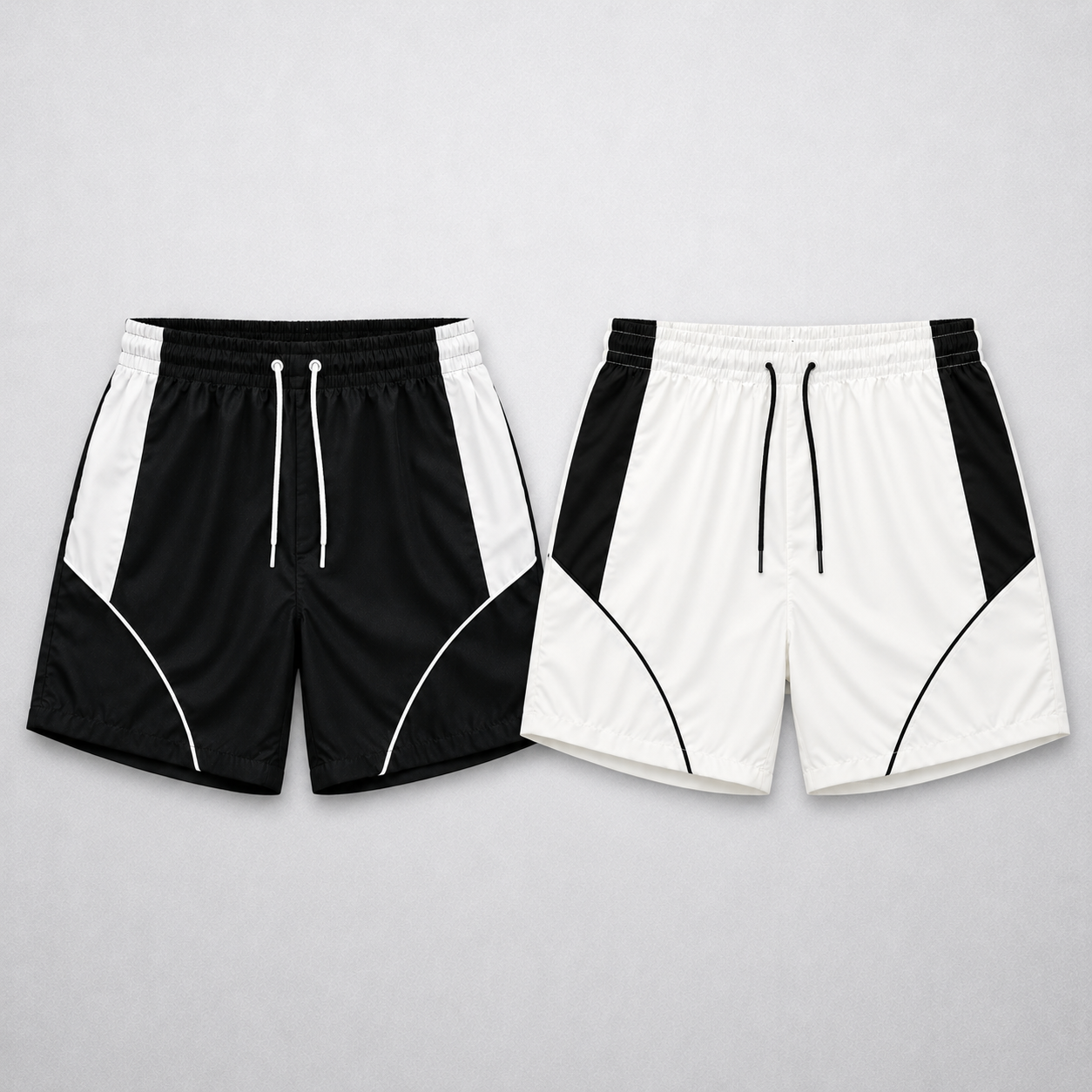 Shorts esportivos preto e branco