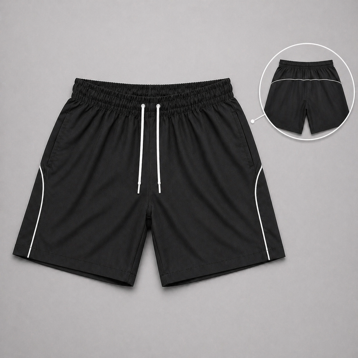Shorts esportivo preto com detalhe traseiro