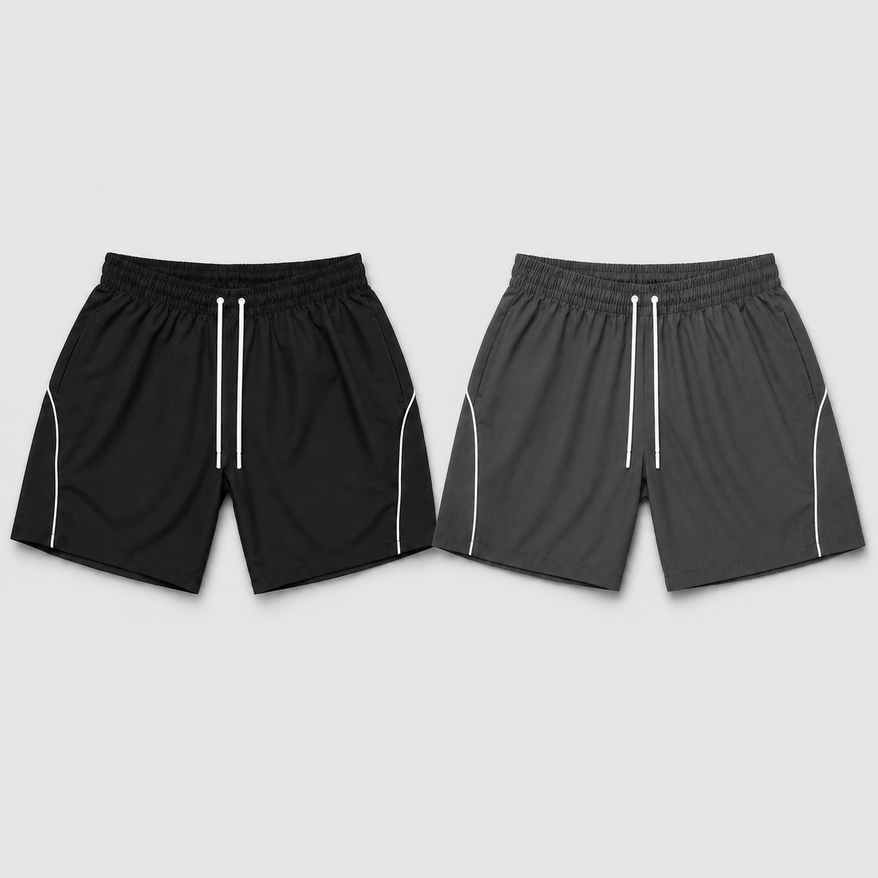 Shorts esportivos preto e grafite
