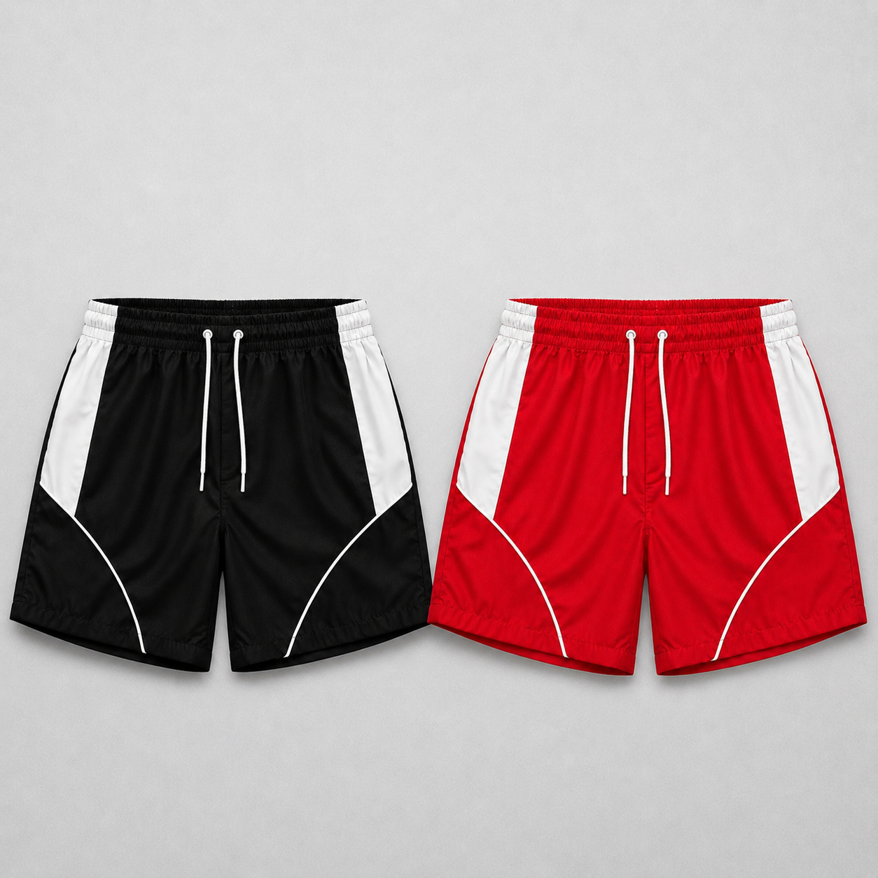 Shorts esportivos preto e vermelho